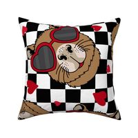 Cappy Valentines Day Capybara Valentine Red Checker Rotated - XL scale