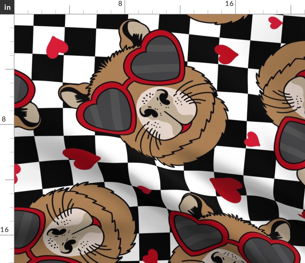 Cappy Valentines Day Capybara Valentine Red Checker Rotated - XL scale