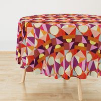 Bold Geometric Print in Warm Jewel Tones - Large Scale Midcentury Modern Inspired