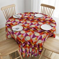 Bold Geometric Print in Warm Jewel Tones - Large Scale Midcentury Modern Inspired