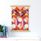 Bold Geometric Print in Warm Jewel Tones - Large Scale Midcentury Modern Inspired