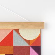 Bold Geometric Print in Warm Jewel Tones - Large Scale Midcentury Modern Inspired