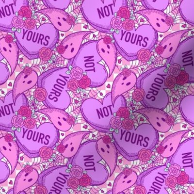 Not Yours Spooky Valentine Ghosts and Candy Hearts Brights - XS Scale