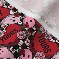 Not Yours Spooky Valentine Ghosts and Candy Hearts Red - XS Scale