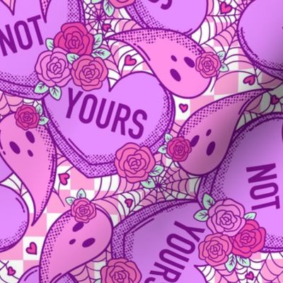 Not Yours Spooky Valentine Ghosts and Candy Hearts Brights - Medium Scale