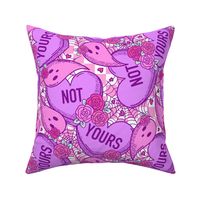 Not Yours Spooky Valentine Ghosts and Candy Hearts Brights Rotated - Large Scale