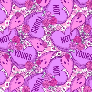 Not Yours Spooky Valentine Ghosts and Candy Hearts Brights - Large Scale