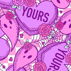 Not Yours Spooky Valentine Ghosts and Candy Hearts Brights - XL Scale
