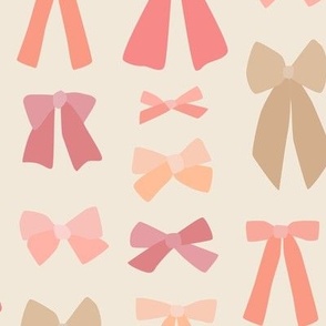 Peachy Valentine's Day Bows on Cream - 3 inch