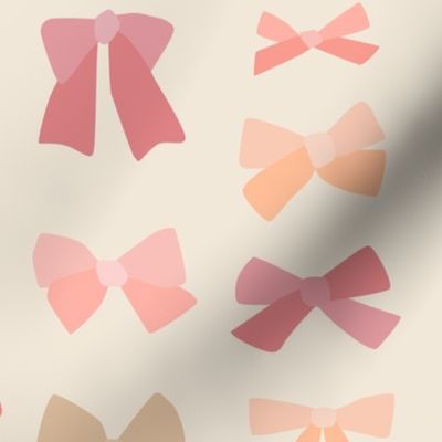 Peachy Valentine's Day Bows on Cream - 4 inch