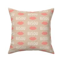 Bisous Kisses and Peachy Lips on tan - 3 inch