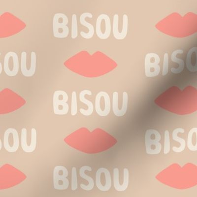 Bisous Kisses and Peachy Lips on tan - 3 inch
