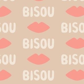 Bisous Kisses and Peachy Lips on tan - 3 inch