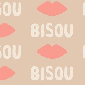 Bisous Kisses and Peachy Lips on tan - 4 inch