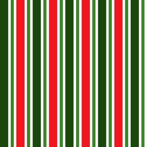 Vintage Christmas Ribbon Stripe No 5 Red and Green