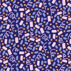 Confetti party celebration pastels on midnight blue