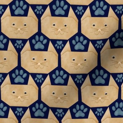 Origami Cats with Blue Paw Prints