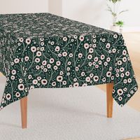 Pink Abstract Florals on Dark Green
