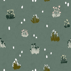 Abstract Florals on Textured Sage Green