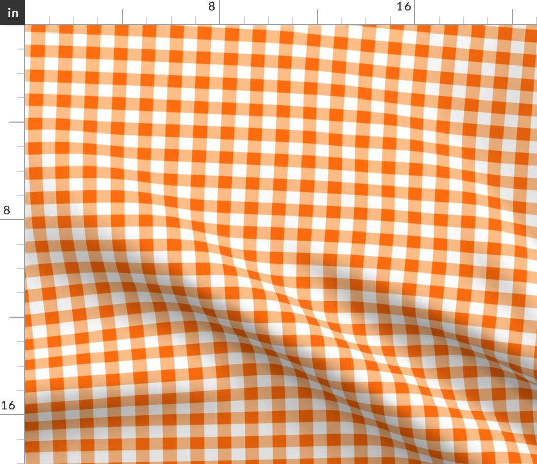 3xSmall Scale - Non-Directional - Plain Gingham - Dark Orange - Light Orange - White