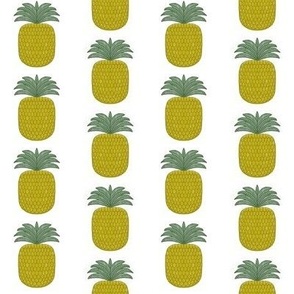 484 - Medium large scale exotic tropical sweet pineapple in Lime green and sage green, for kitchen wallpaper, stripped wallpaper and tablecloths for hospitality projects 