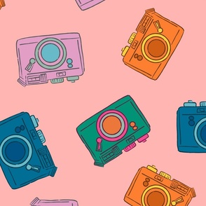 90’s Vintage Camera Delight pattern - Pink large