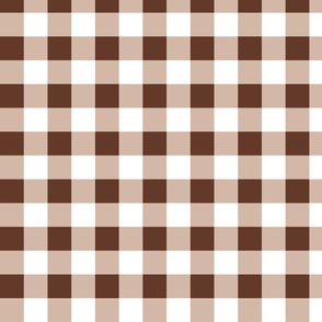 1xSmall Scale - Non-Directional - Plain Gingham - Dark Brown - Light Brown - White