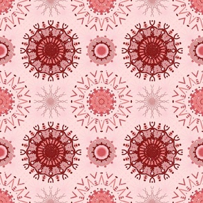 Medium Scale - Boho Mandalas 4 in Strawberry Theme - Red to Pink