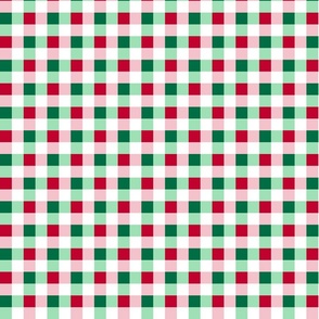 2xSmall scale - Non-Directional Gingham - Christmas - Red Green White