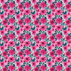 Bella Bright Pink Watercolor Floral - XS Scale