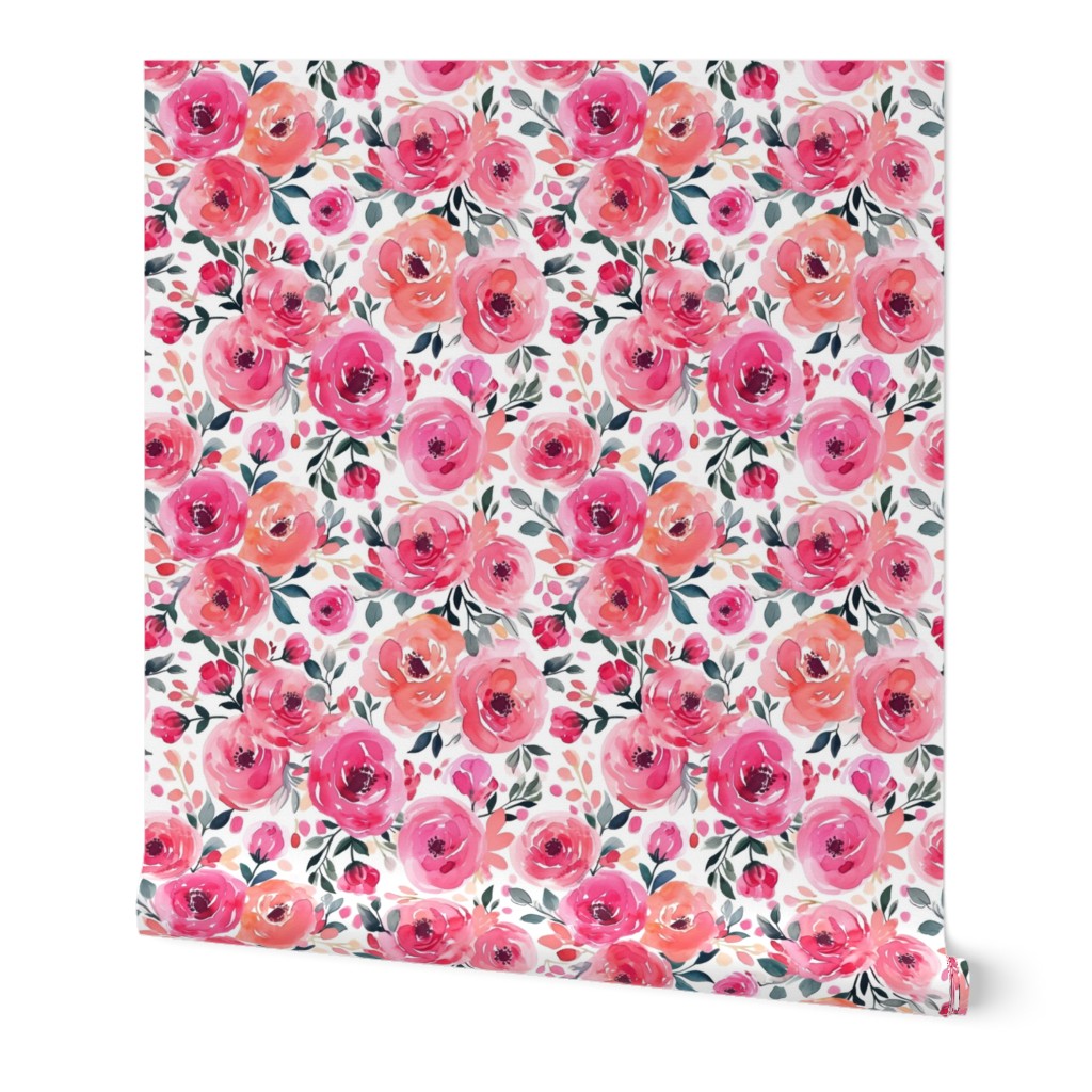 Isabel Pink Watercolor Floral - Large Scale