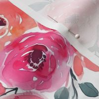 Isabel Pink Watercolor Floral Rotated - Large Scale