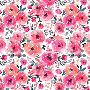 Isabel Pink Watercolor Floral Rotated - Large Scale
