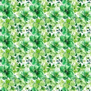 St Patricks Day Green Watercolor Floral 1 - Small Scale