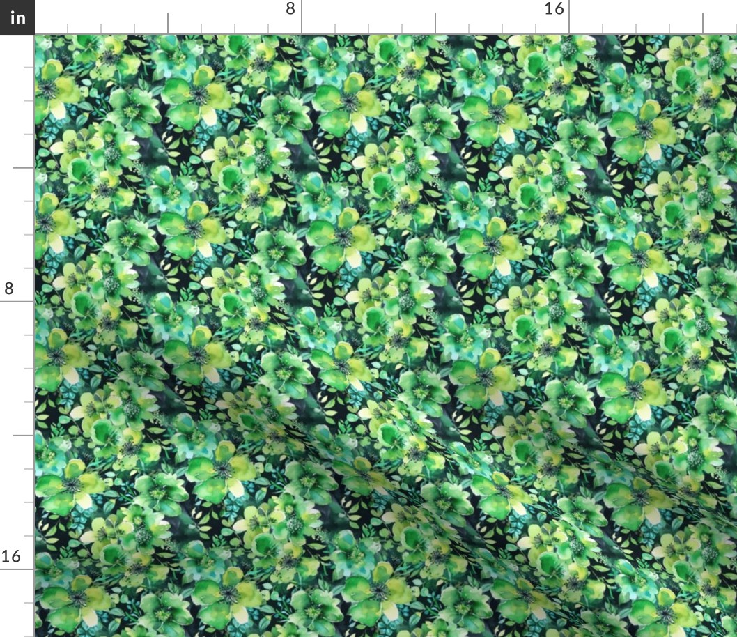 St Patricks Day Green Watercolor Floral 2 - XS Scale