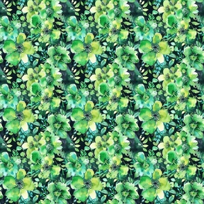 St Patricks Day Green Watercolor Floral 2 - Smll Scale