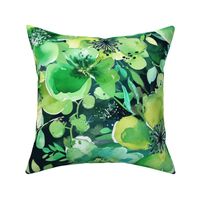 St Patricks Day Green Watercolor Floral 2 Rotated- XL Scale