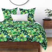 St Patricks Day Green Watercolor Floral 2 Rotated- XL Scale