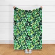 St Patricks Day Green Watercolor Floral 2 - XL Scale