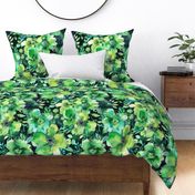 St Patricks Day Green Watercolor Floral 2 - XL Scale