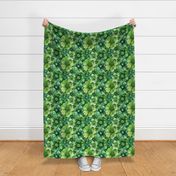 St Patricks Day Green Watercolor Floral 3 - Large Scale
