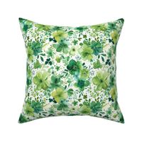 St Patricks Day Green Watercolor Floral 4 - Medium Scale
