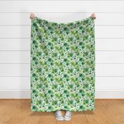 St Patricks Day Green Watercolor Floral 4 - Large Scale