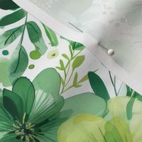 St Patricks Day Green Watercolor Floral 4 - Large Scale