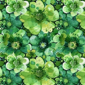 St Patricks Day Green Watercolor Floral 3 Rotated - Large Scale