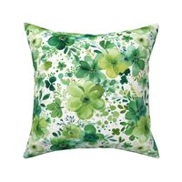 St Patricks Day Green Watercolor Floral 4 Rotated - Large Scale