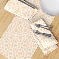 Peach and beige Lace Floral Tile / Small Scale