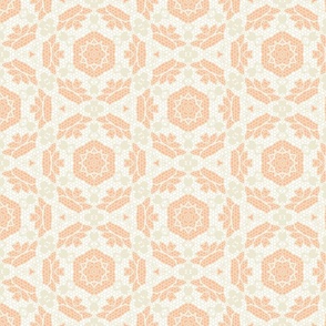 Peach and beige Lace Floral Tile/ Medium Scale