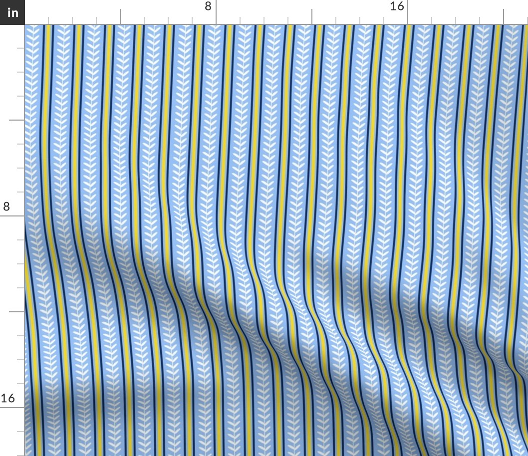 Smaller Scale Team Spirit Baseball Vertical Stitch Stripes in Tampa Bay Rays Blue and Yellow