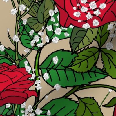 Red Rose Bouquet (Khaki large scale) 